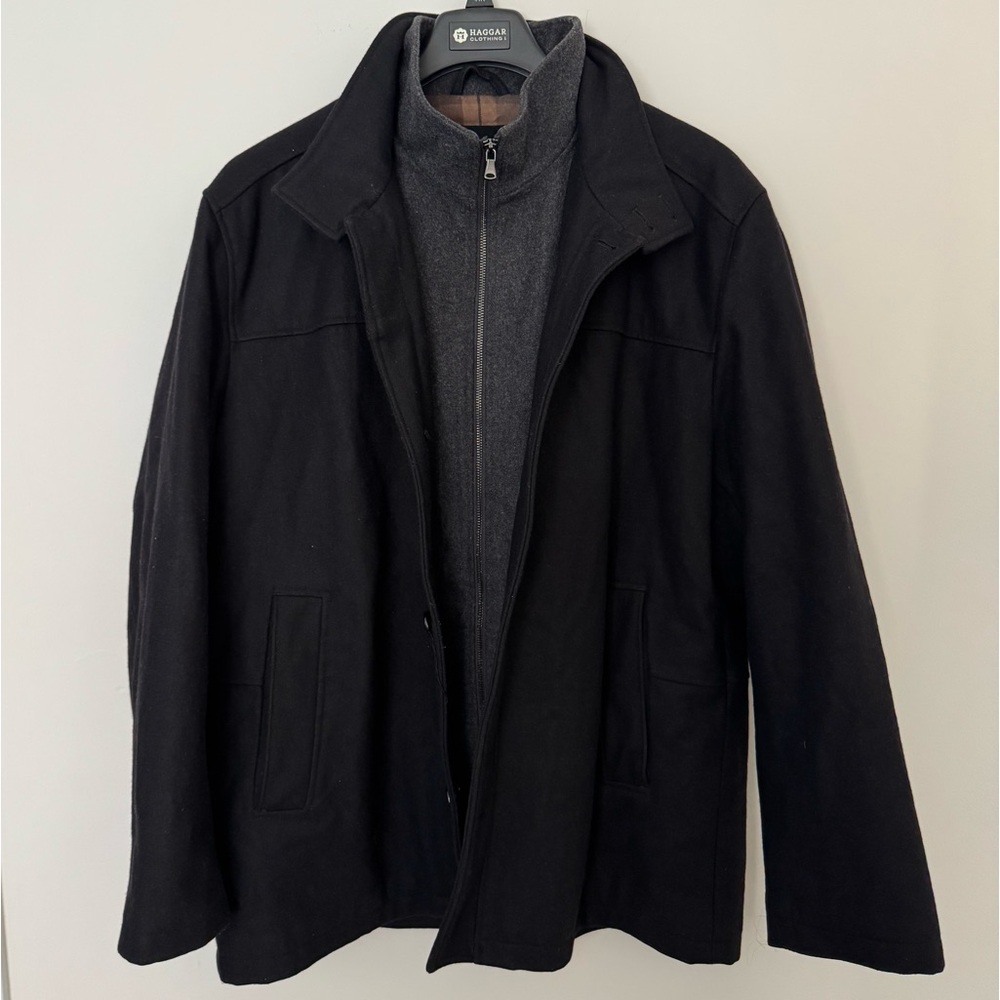 London Fog Men’s Black Wool Overcoat Size XL